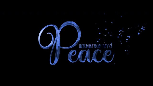 Blue peace script on black background for international day celebrations or events, ideal for posters, social media, and banners.