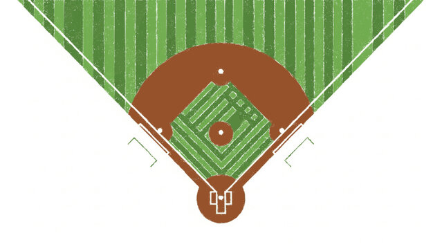 Green Baseball Field Diamond Aerial View Vector Illustration