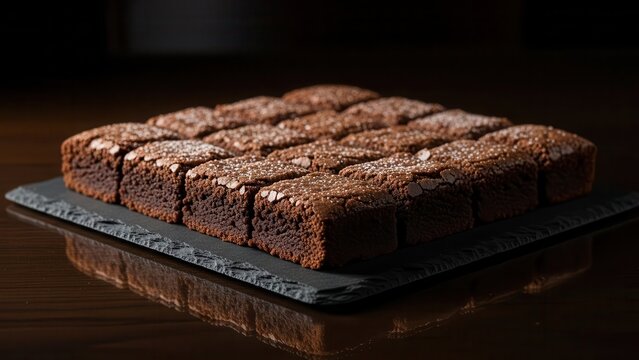 Decadent Chocolate Brownies Served on Slate Platter