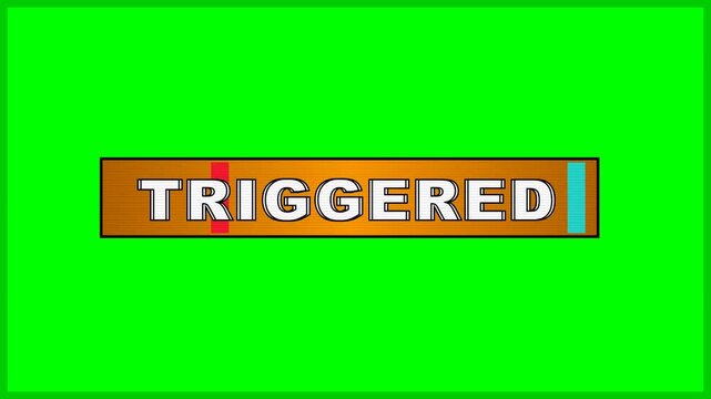 Triggered Meme Banner with White Bold Text on Orange Background Over Green Screen for Video Editing and Social Media Content Creation