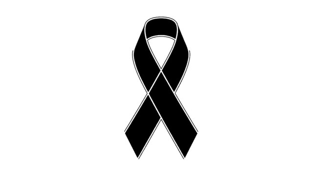 Vector illustration of black awareness ribbon on a transparent background