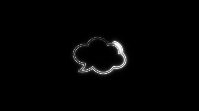 White Neon Thought Bubble on a Black Background Representing Ideas and Thinking comp