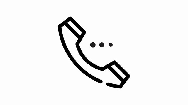 Minimalist telephone handset outline icon with three dots representing active phone call or communication waiting