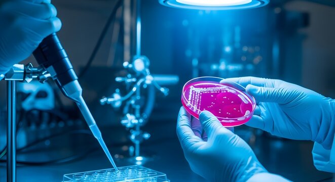 Scientific Lab Work Conducted with Pipette and Petri Dish