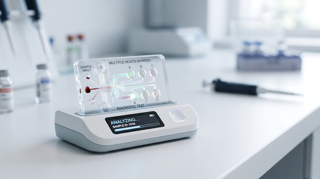 Advanced microfluidic lab-on-a-chip analyzer for automated medical diagnostics and biochemical research