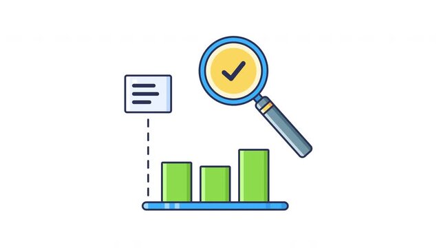 Analytics data chart showing business growth and financial research. Animated Icon Style. Seamless Looping Animation with Alpha Channel