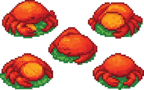kepiting soka pixel art, eps 10 illustration