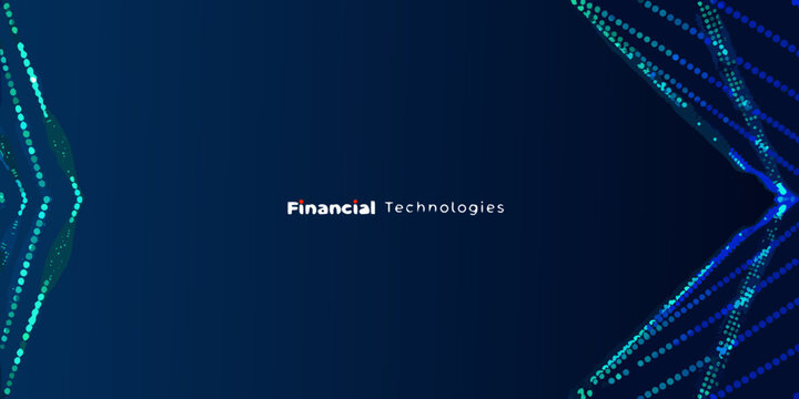 financial technologies text on dark blue background with glowing lines fintech finance technology modern abstract digital data network innovation business corporate graphic design