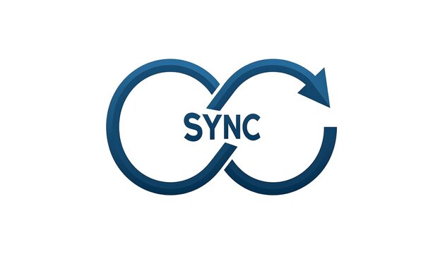 Blue sync circular arrow symbol logo.