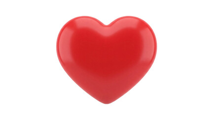Fototapeta premium A glossy red heart shape with soft shadows presented as a 3d render on transparent background