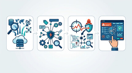 Cybersecurity threat detection and analysis process flow. © King