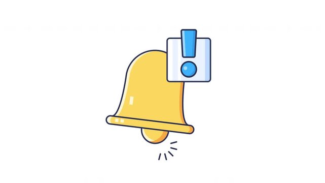 Notification Bell Alert swinging for reminders and digital messages. Animated Icon Style. Seamless Looping Animation with Alpha Channel