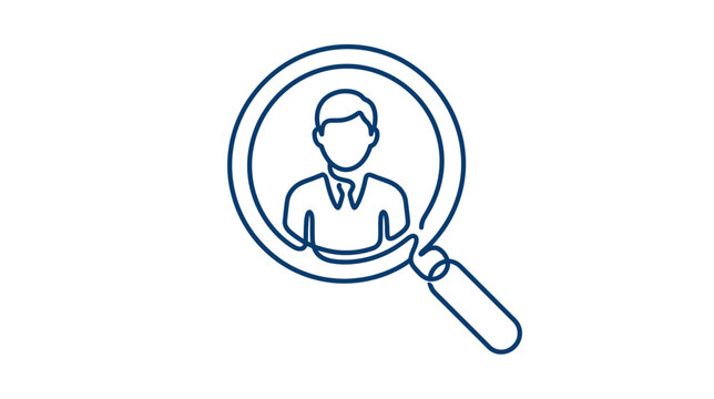 Magnifying glass over person icon, search concept