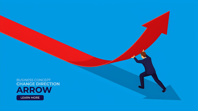 Professional changing the trajectory of a red business growth arrow