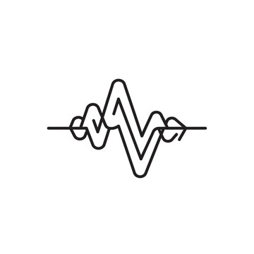 Abstract sound wave graphic, audio waveform, digital signal, music equalizer line art