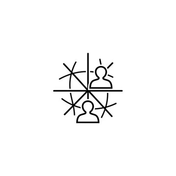 Abstract teamwork concept, two people connected in a network, business strategy