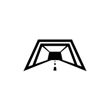 Abstract Tunnel Entrance with Road and Light Rays - Minimalist Vector Illustration