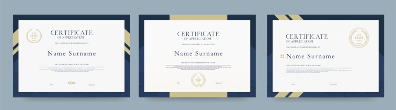 Modern certificate diploma template with clean layout suitable for award appreciation completion or achievement in education or corporate use