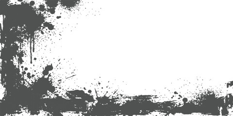 Obraz premium Grunge Ink Splatter Frame: A gritty, dark grey ink splatter texture creates an abstract, distressed border, perfect for adding an edgy, artistic touch to designs.