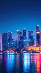 Obraz premium Singapore cityscape at night lights.