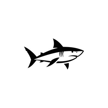 Black Silhouette Shark Icon - Vector Illustration