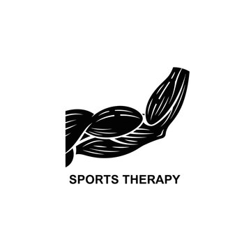 Bodybuilder's Bicep Muscle Flexing, Sports Therapy Concept