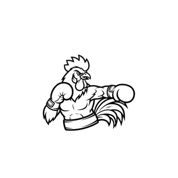 Boxing Rooster Mascot Punching
