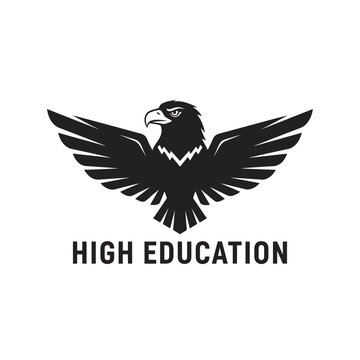 Bold Eagle Logo with "High Education" Text - Symbol of Strength and Knowledge