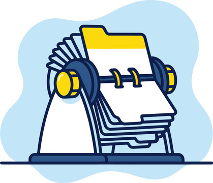 Minimalist Illustration of a Rotary Card File for Business Contacts