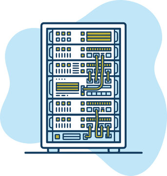 Minimalist Server Rack Illustration for Data Center and Cloud Computing