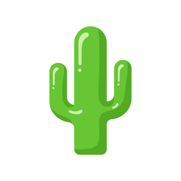 Green dripping desert cactus flat icon.