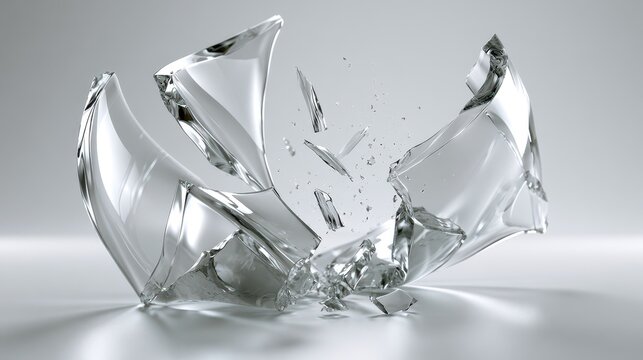 Shattered clear glass isolated on white background. Concept of.