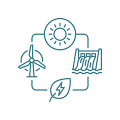 Fototapeta premium Renewable energy cycle with sun and wind.