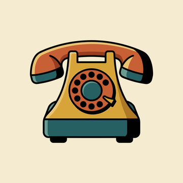 Classic vintage rotary dial telephone in retro colors.