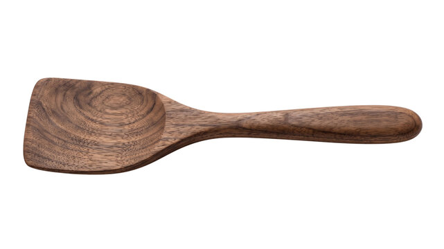 Wooden cooking spoon spatula kitchen utensil isolated on white background
