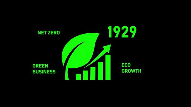 Net zero 2050 green business eco growth animated infographic countdown 1929 days sustainability countdown