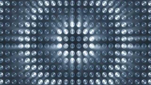 Grid of white LED stage lights flashing in a circular pattern