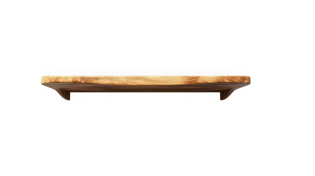 Rustic natural edge wooden floating wall shelf with made natural live on transparent background