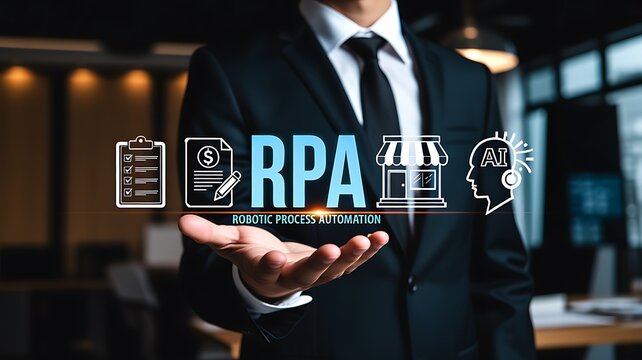 Business process automation concept with digital rpa technology and workflow management