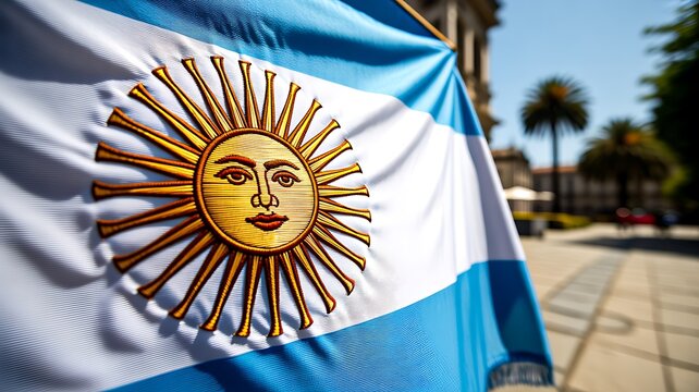  Argentina national flag waving outdoors with official patriotic symbol
