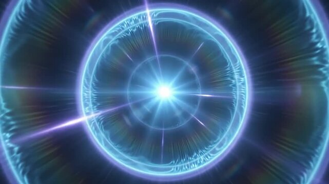 Blue abstract futuristic energy portal expanding in dark space