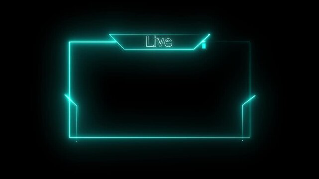 live streaming neon text frame animation box frame neon frame live streaming game live Stream overlay animation for live streaming video Titles futuristic Hud frame, 4k motion graphics video. 