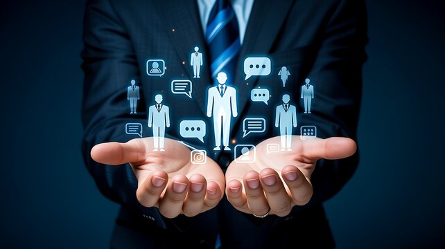 Human resources management concept with business team and workforce organization