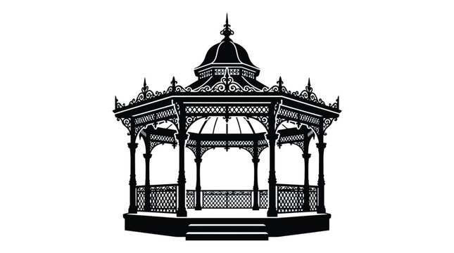 Black and white pagoda gazebo icon