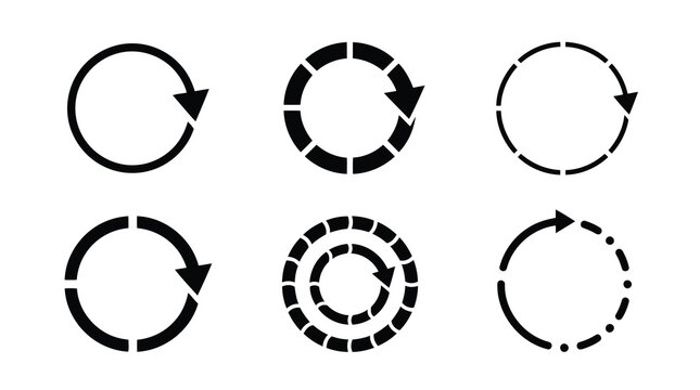 Black and white refresh icons