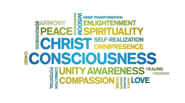 Christ Consciousness animated word cloud-text design animation tag kinetic typography seamless loop.