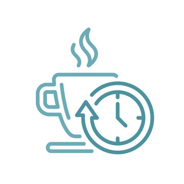 Coffee cup and timer clock line icon