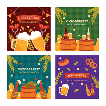 Oktoberfest food and beverages celebration vector illustration