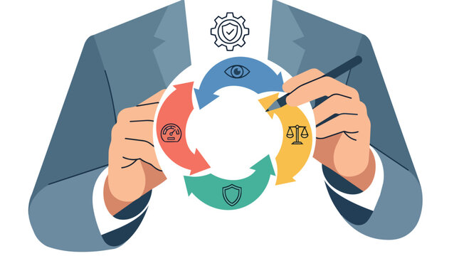 Corporate governance and regulatory compliance framework flat vector illustration for business management strategy