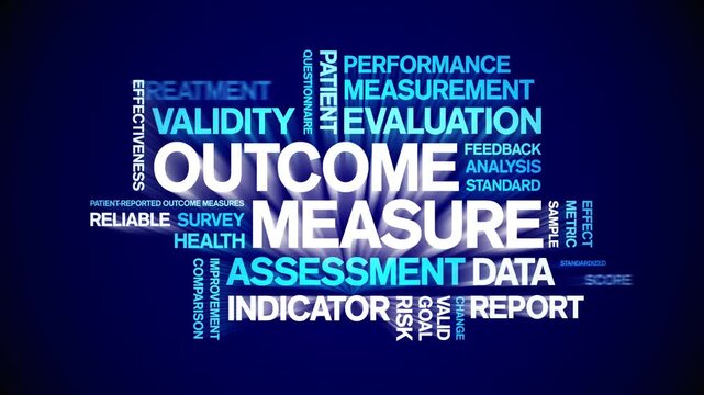Outcome Measure animated word cloud-text design animation tag kinetic typography seamless loop.